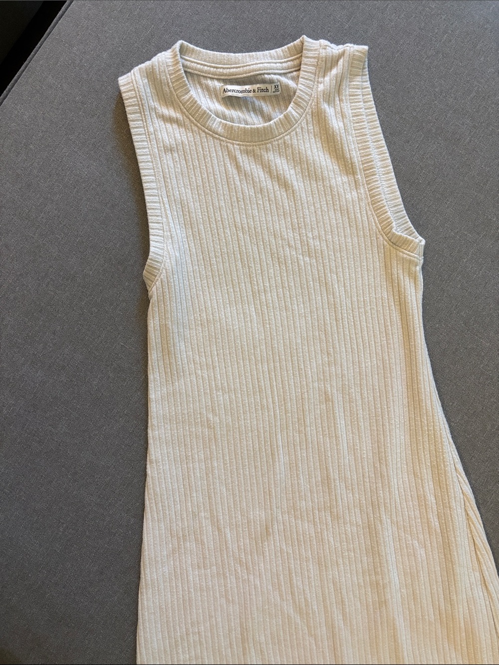 Abercrombie & Fitch Cream Ribbed Tank Dress